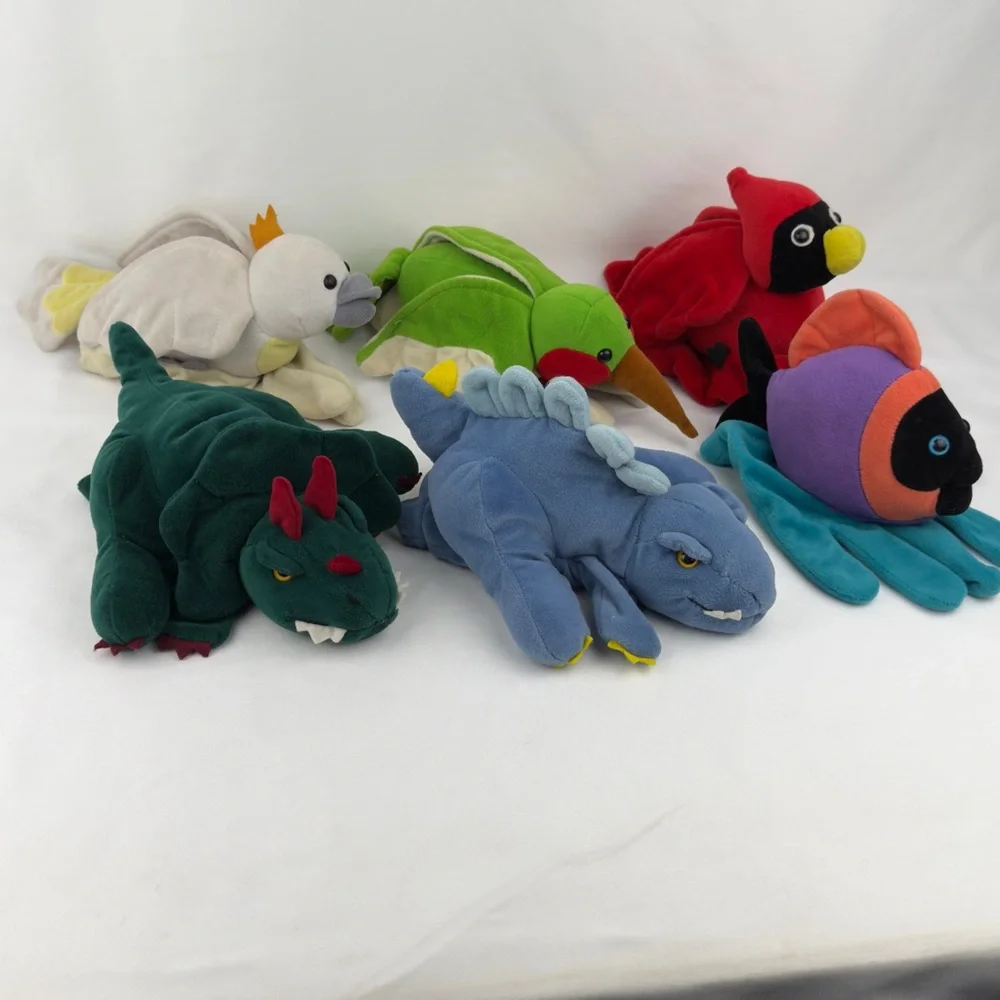 Hand Puppets Lot of 6 Animal Plush Kids Classroom Storytelling Set
